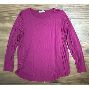 Kettlewell Womens Berry Purple Slub Jersey Long Sleeve Top Crew Neck Size M